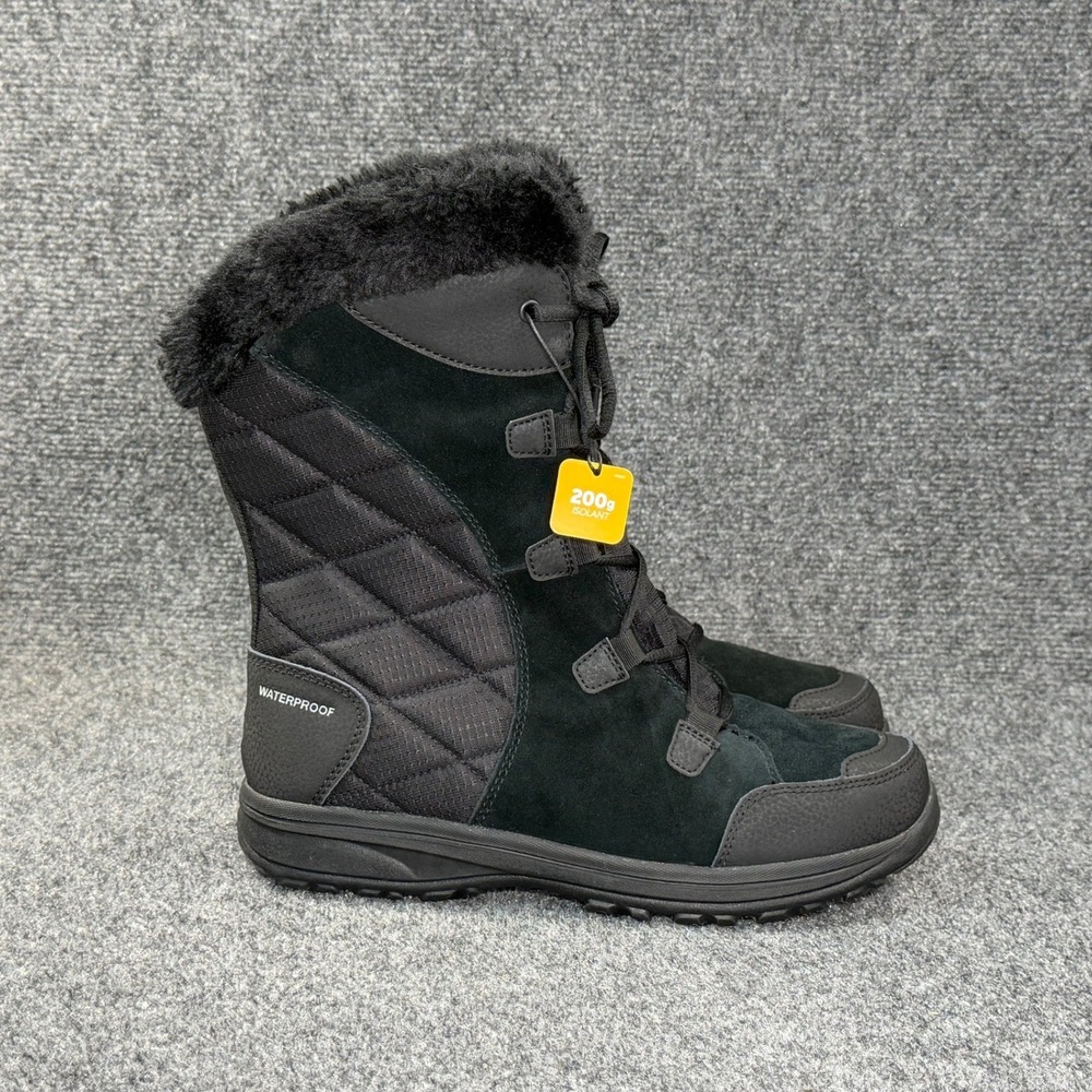 Columbia Ice Maiden II Snow Boots Women's 10W Black Suede Faux Fur Winter Boots